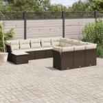 vidaXL 12 részes barna polyrattan kerti ülőgarnitúra párnákkal (3250472)