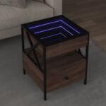 vidaXL barna tölgy végtelen hatású LED-es dohányzóasztal 40x40x51 cm (847721)
