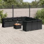vidaXL 12 részes fekete polyrattan kerti ülőgarnitúra párnákkal (3256237)