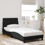 vidaXL fekete bársony ágykeret fejtámlával 90x200 cm (3207827)