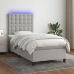 vidaXL világosszürke szövet rugós és LED-es ágy matraccal 100x200 cm (3135173)