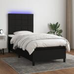 vidaXL fekete szövet rugós és LED-es ágy matraccal 100x200 cm (3134855)