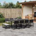 vidaXL 13 részes fekete polyrattan kerti ülőgarnitúra párnákkal (3295070)