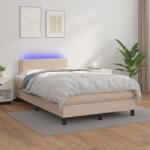 vidaXL cappuccino színű műbőr rugós ágy matraccal és LED-del 120x200cm (3134158)