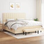 vidaXL krémszínű szövet rugós ágy matraccal 200 x 200 cm (3136946)