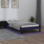 vidaXL egyszemélyes fekete tömör fa LED-es ágykeret 90 x 190 cm (820640)