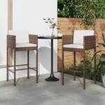 vidaXL 2 db barna polyrattan bárszék párnával (316672)