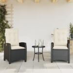 vidaXL 2 db fekete polyrattan dönthető kerti szék párnával (365216)