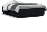 vidaXL fekete szerelt fa ágykeret LED-világítással 140 x 190 cm (3209640)
