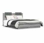 vidaXL szürke sonoma színű szerelt fa ágykeret fejtámlával 120x190 cm (3209966)