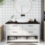 vidaXL sötétbarna kezelt tömör fa fürdőszobai pult 140x60x(2-4) cm (3156247)