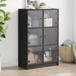 vidaXL fekete szerelt fa magasszekrény ajtókkal 68 x 37 x 109 cm (3295851)