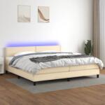 vidaXL krémszínű szövet rugós és LED-es ágy matraccal 200 x 200 cm (3133106)