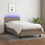 vidaXL tópszínű szövet rugós és LED-es ágy matraccal 90x190 cm (3132961)