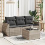 vidaXL 4 részes világosszürke polyrattan kerti ülőgarnitúra párnákkal (3253409)