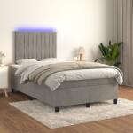 vidaXL világosszürke bársony rugós és LED-es ágy matraccal 120x200 cm (3136233)