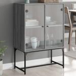 vidaXL szürke sonoma színű kisszekrény üvegajtókkal 69x37x100 cm (836551)
