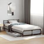 vidaXL szürke sonoma színű szerelt fa ágykeret fiókokkal 100 x 200 cm (3279965)