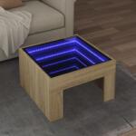 vidaXL sonoma tölgy végtelen hatású LED-es dohányzóasztal 50x50x30 cm (847604)
