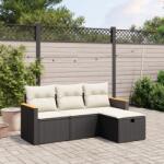 vidaXL 4 részes fekete polyrattan kerti ülőgarnitúra párnákkal (3265270)