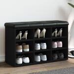 vidaXL fekete szerelt fa cipőtároló pad 82 x 32 x 50 cm (835104)