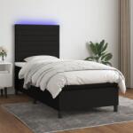 vidaXL fekete szövet rugós és LED-es ágy matraccal 90x200 cm (3134927)