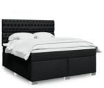 vidaXL fekete szövet rugós ágy matraccal 180 x 200 cm (3292876)