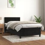 vidaXL fekete bársony rugós ágy matraccal 90 x 200 cm (3141403)