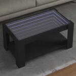 vidaXL fekete szerelt fa dohányzóasztal LED-del 93 x 53 x 45 cm (847554)