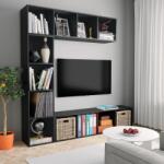 vidaXL 3-részes fekete könyv-/TV-szekrényszett 180 x 30 x 180 cm (278789)