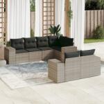 vidaXL 7 részes világosszürke polyrattan kerti ülőgarnitúra párnákkal (3255149)