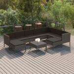 vidaXL 10 részes szürke polyrattan kerti ülőgarnitúra párnákkal (3094438)