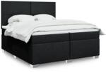 vidaXL fekete szövet rugós ágy matraccal 200 x 200 cm (3292890)