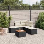 vidaXL 6 részes fekete polyrattan kerti ülőgarnitúra párnákkal (3223669) - vidaxl