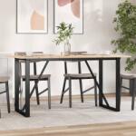 vidaXL tömör fenyőfa és acél étkezőasztal O-vázzal 140x80x75 cm (3282676)