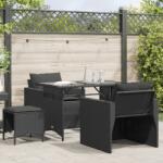 vidaXL 4 részes fekete polyrattan kerti ülőgarnitúra párnákkal (366359)