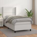 vidaXL fehér műbőr rugós ágy matraccal 100 x 200 cm (3132424)