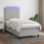 vidaXL világosszürke szövet rugós és LED-es ágy matraccal 90x190 cm (3134677)