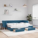 vidaXL kék kihúzható bársony heverő fiókokkal 80 x 200 cm (3196731)