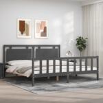 vidaXL szürke tömör fa ágykeret fejtámlával 200 x 200 cm (3192188)