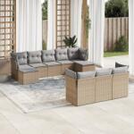 vidaXL 10 részes bézs polyrattan kerti ülőgarnitúra párnával (3218329)