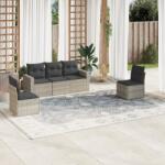 vidaXL 5 részes világosszürke polyrattan kerti ülőgarnitúra párnákkal (3218782)