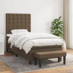 vidaXL sötétbarna szövet rugós ágy matraccal 90 x 190 cm (3136880)
