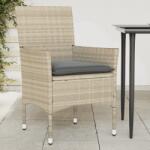 vidaXL 2 db világosszürke polyrattan kerti szék párnával (368114)