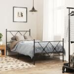 vidaXL fekete fém ágykeret fej- és lábtámlával 90 x 190 cm (376512)