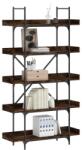 vidaXL 5-szintes füstös tölgy szerelt fa könyvespolc 100x33x180, 5 cm (837699) - vidaxl