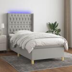 vidaXL világosszürke szövet rugós és LED-es ágy matraccal 100x200 cm (3139093)