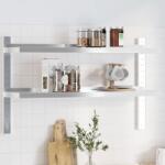 vidaXL 2 szintes ezüst rozsdamentes acél fali polc 100 x 23, 5 x 60 cm (30311)