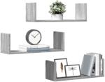 vidaXL 3 db szürke sonoma színű szerelt fa fali polc 58 x 18 x 18 cm (853286)