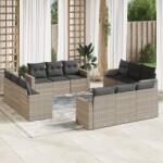 vidaXL 12 részes világosszürke polyrattan kerti ülőgarnitúra párnával (3218762)